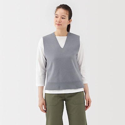 婦人　洗えるミラノリブ編みベスト