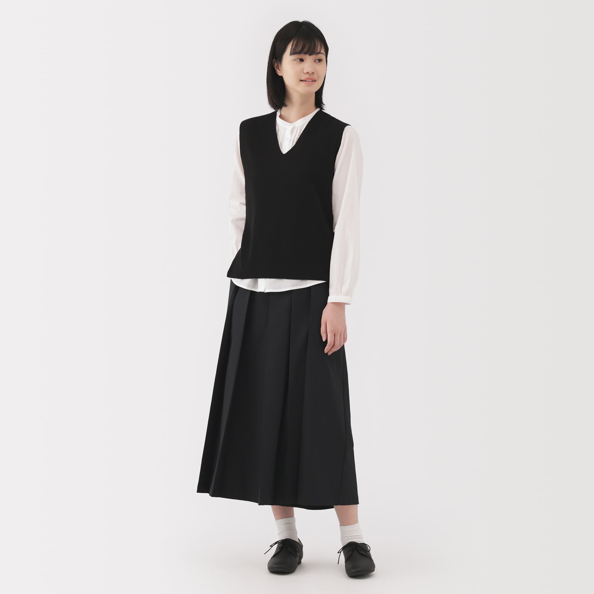 婦人　洗えるミラノリブ編みベスト