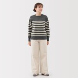 婦人　洗えるミラノリブ編みクルーネックセーター