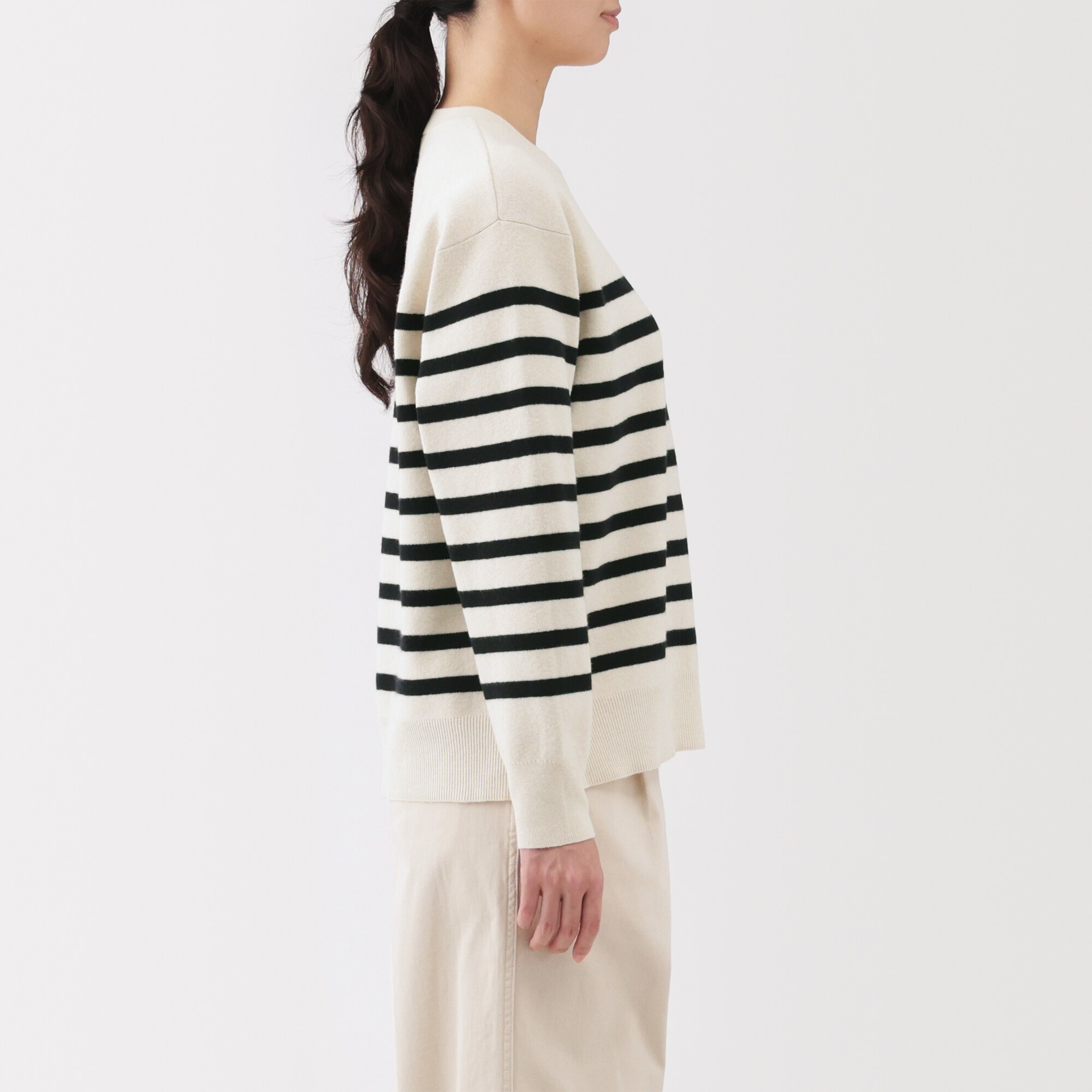 婦人　洗えるミラノリブ編みクルーネックセーター