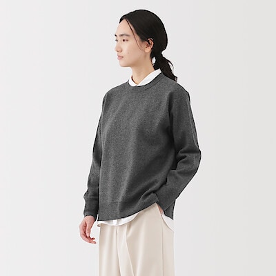 婦人　洗えるミラノリブ編みクルーネックセーター