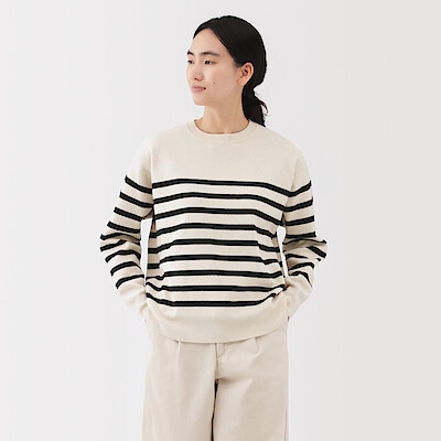 婦人　洗えるミラノリブ編みクルーネックセーター