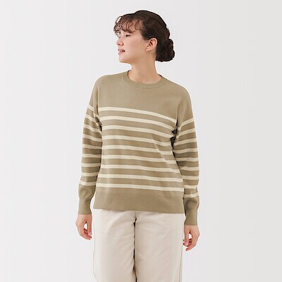 婦人　洗えるミラノリブ編みクルーネックセーター
