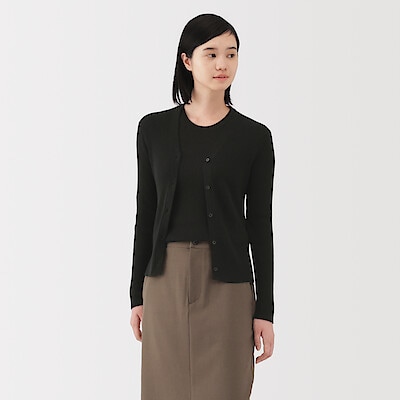 婦人　なめらかリブ編みＶネックカーディガン