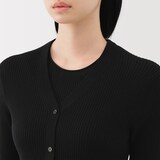 婦人　なめらかリブ編みＶネックカーディガン