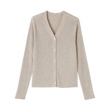 婦人　なめらかリブ編みＶネックカーディガン