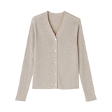婦人　なめらかリブ編みＶネックカーディガン
