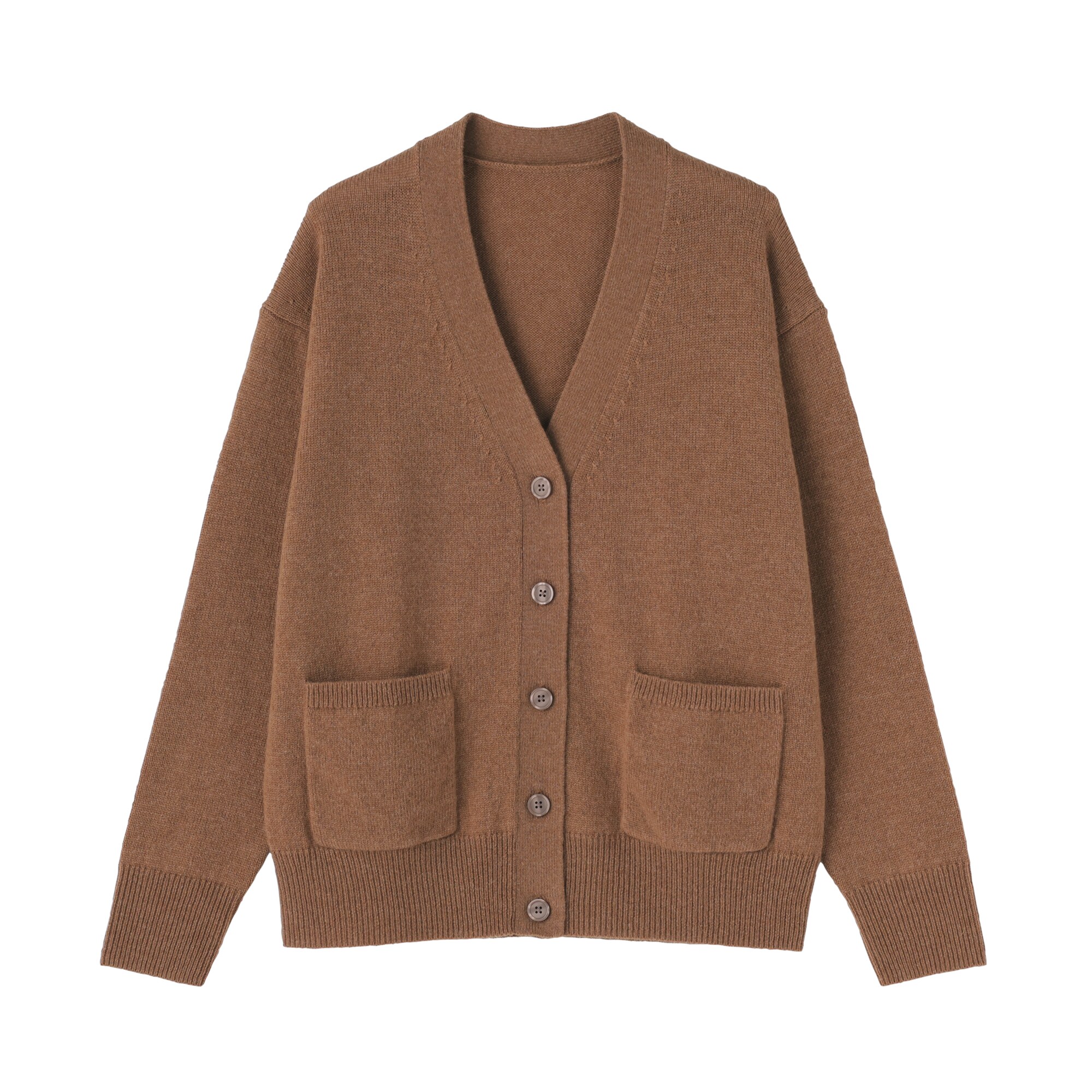 新品・未使用】BLAMINK クルーネックカーディガン MD.BROWN 36