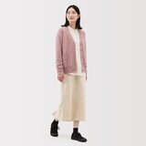 婦人　洗えるウールミドルゲージＶネックカーディガン