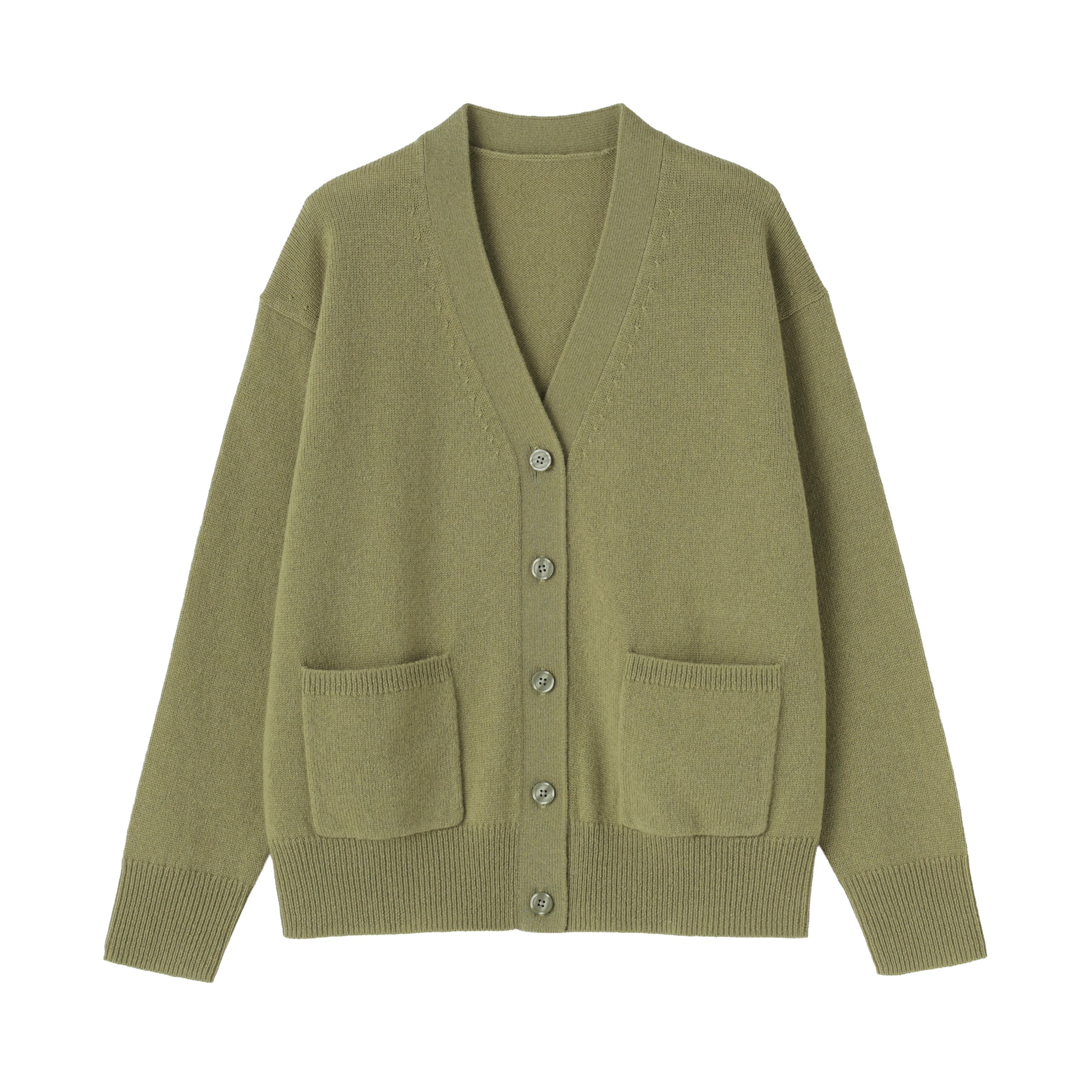 婦人　洗えるウールミドルゲージＶネックカーディガン