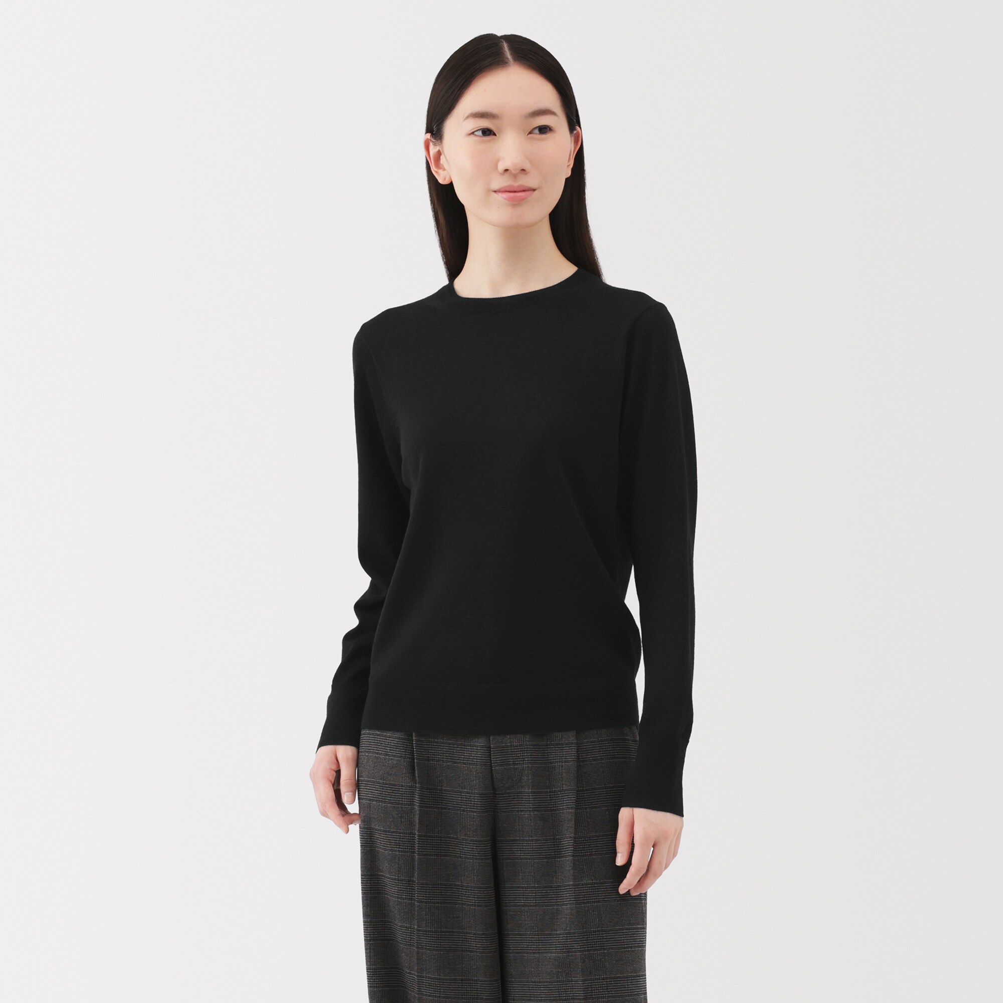 婦人　洗えるウールハイゲージクルーネックセーター