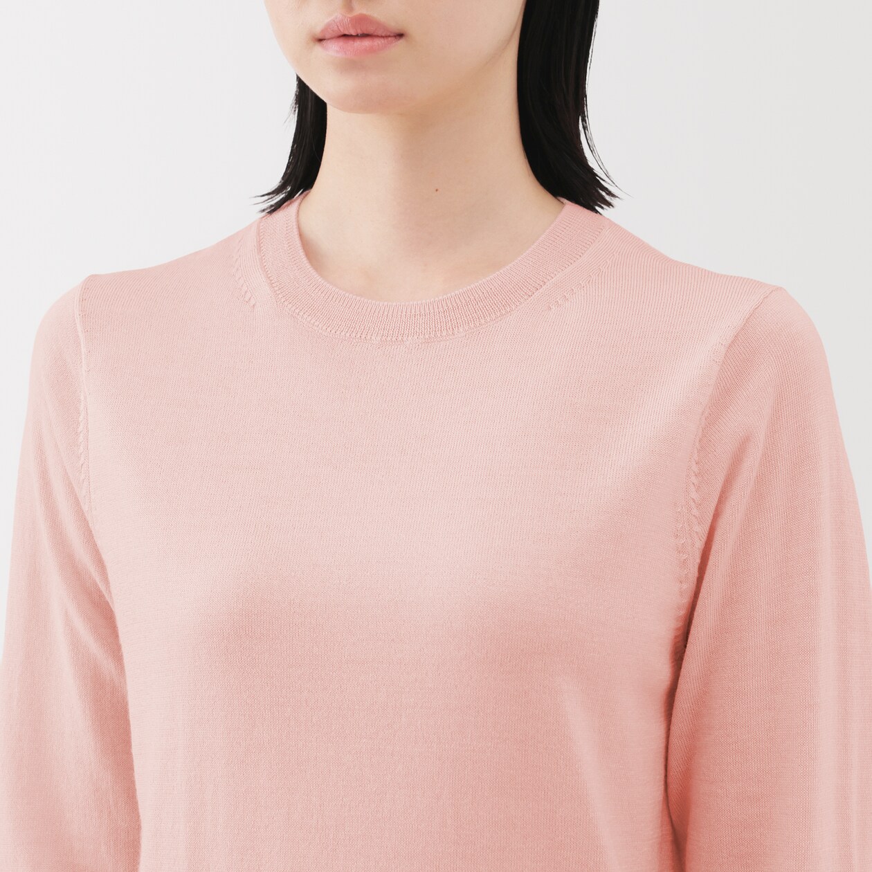 婦人　洗えるウールハイゲージクルーネックセーター