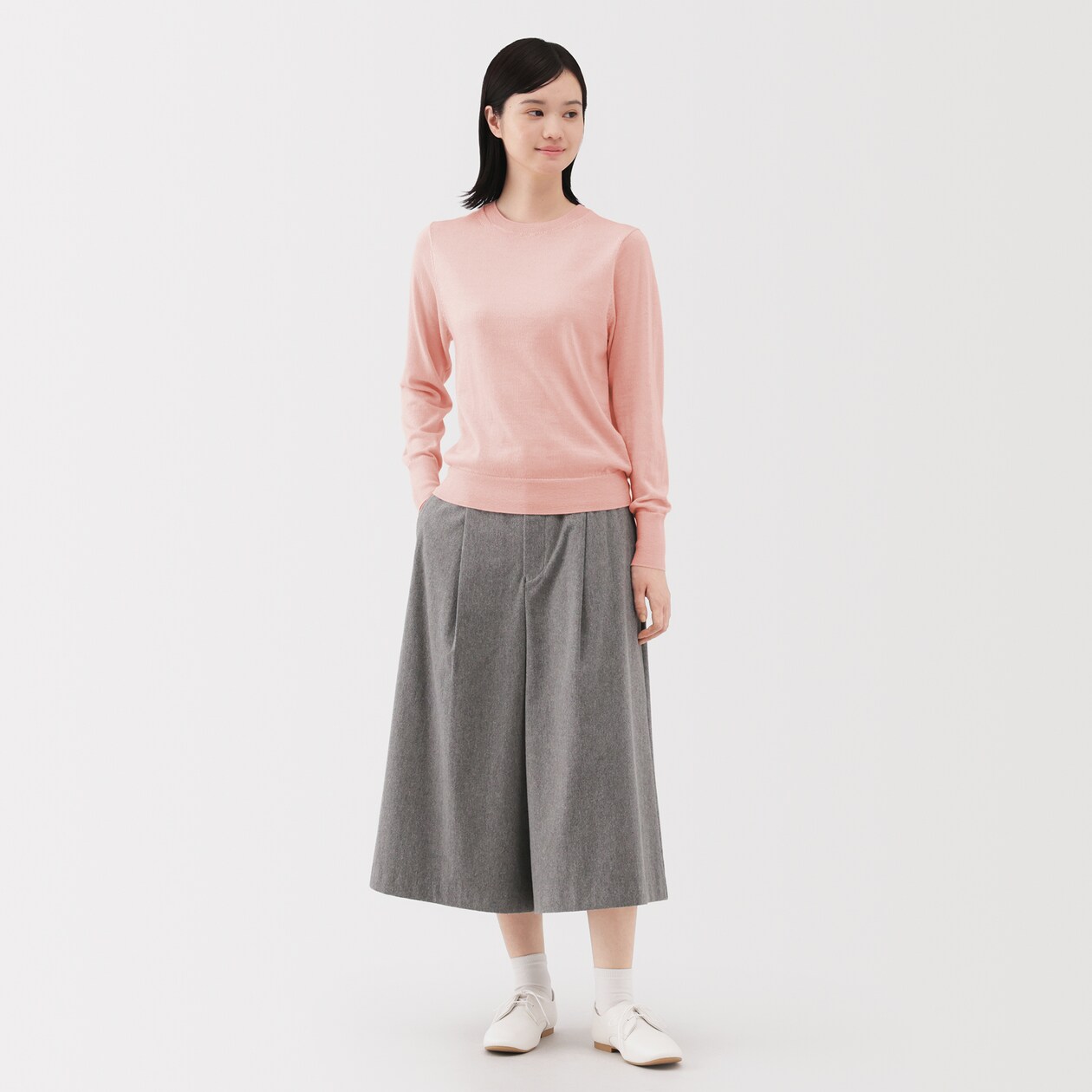 婦人　洗えるウールハイゲージクルーネックセーター