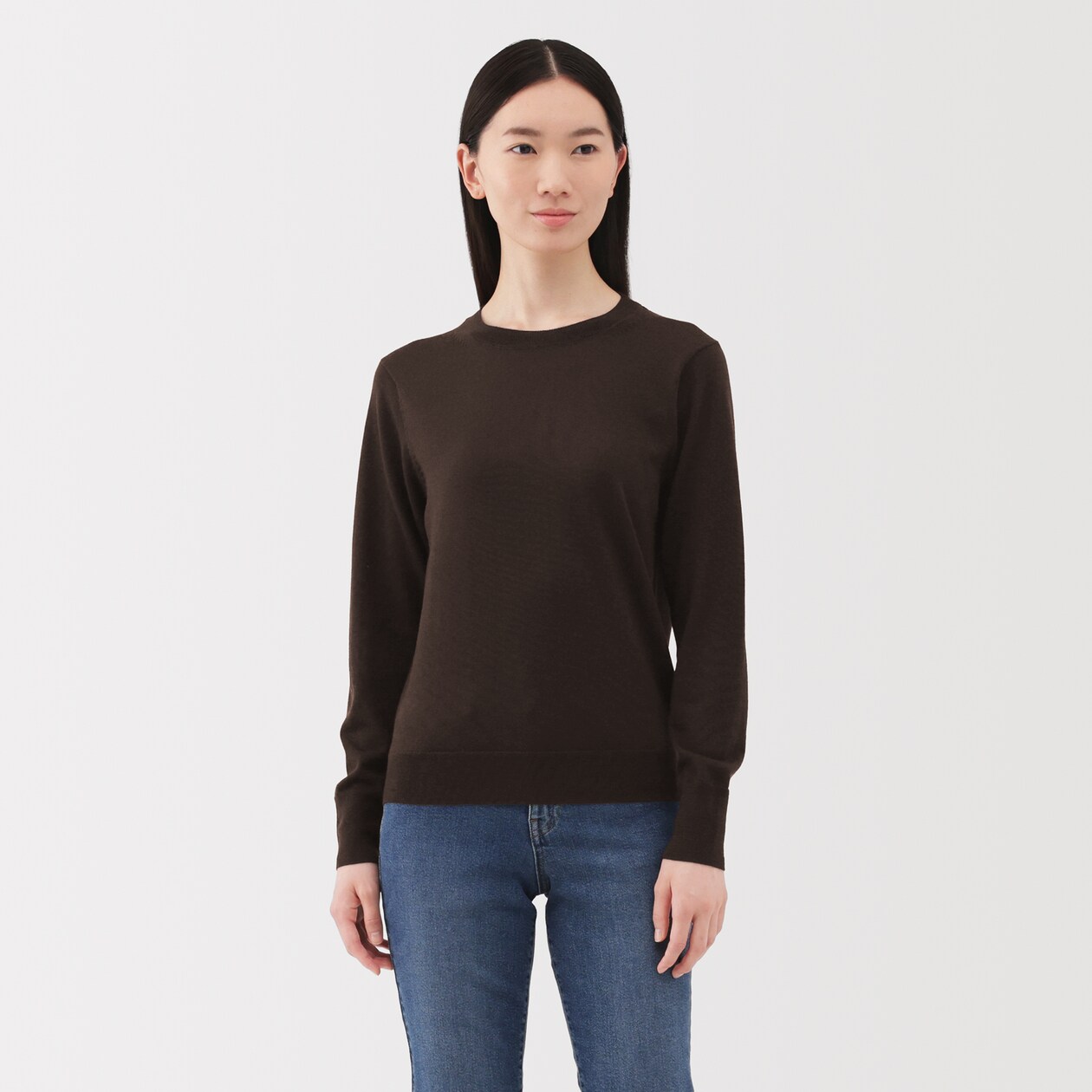 婦人　洗えるウールハイゲージクルーネックセーター