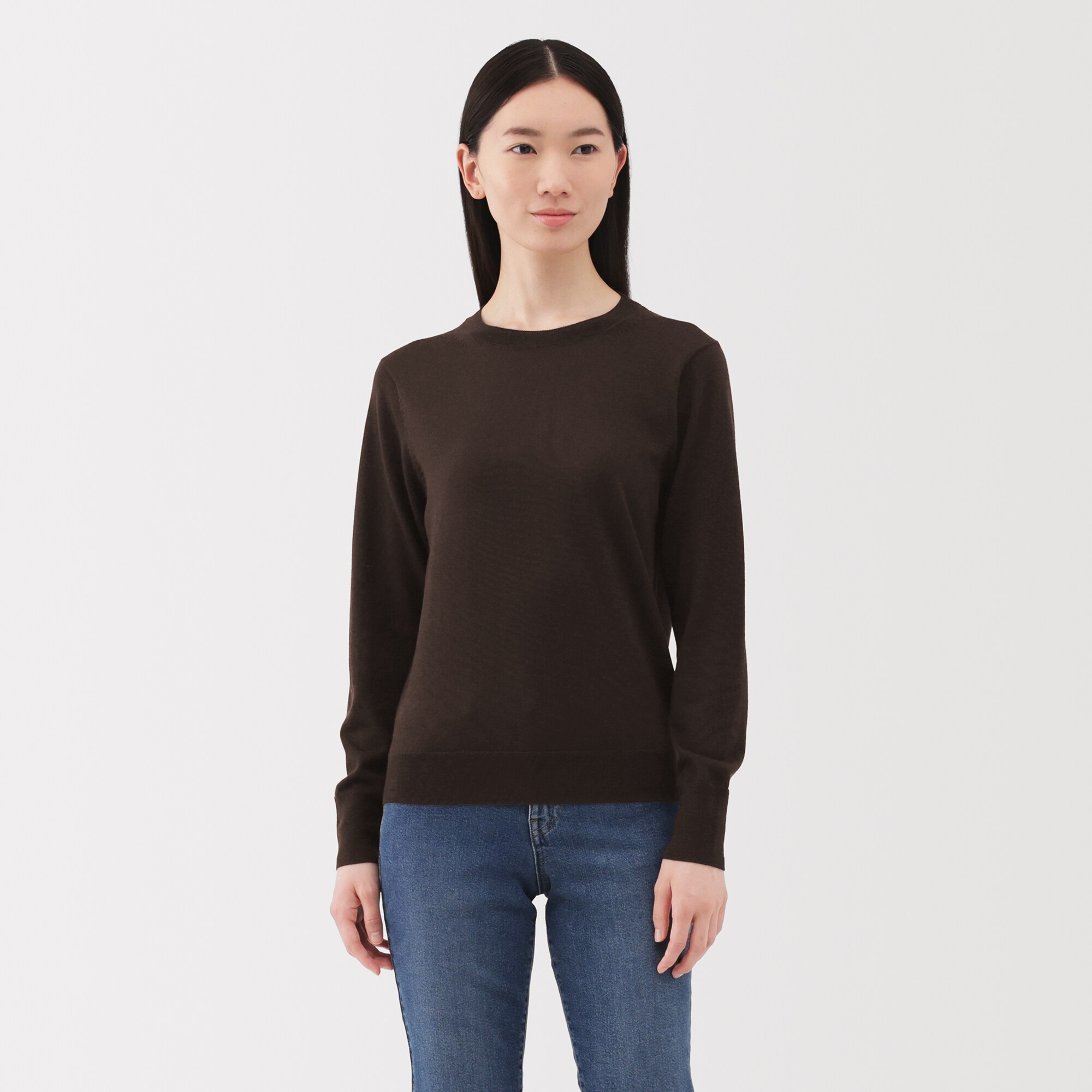 婦人　洗えるウールハイゲージクルーネックセーター