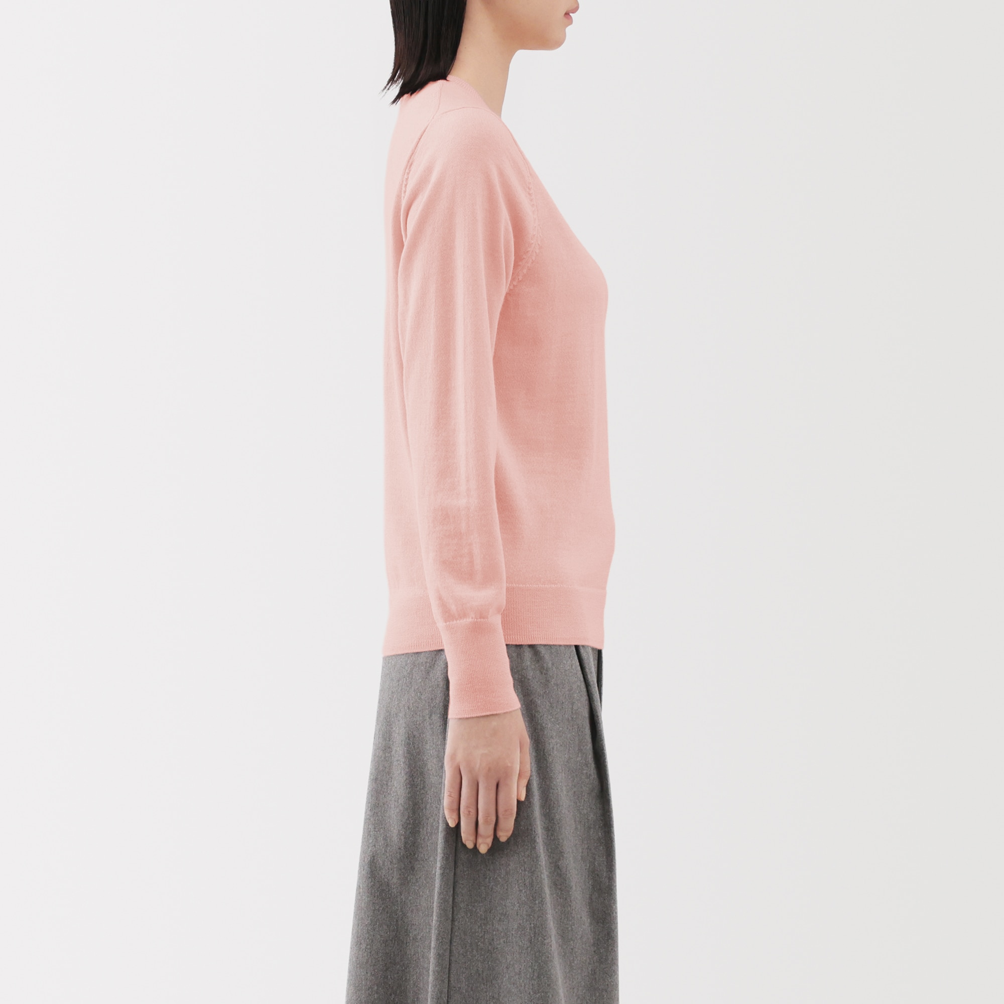 婦人　洗えるウールハイゲージクルーネックセーター