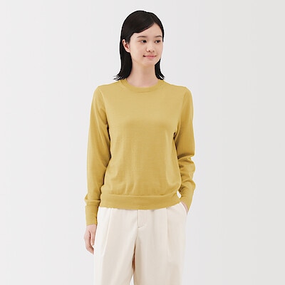 婦人　洗えるウールハイゲージクルーネックセーター