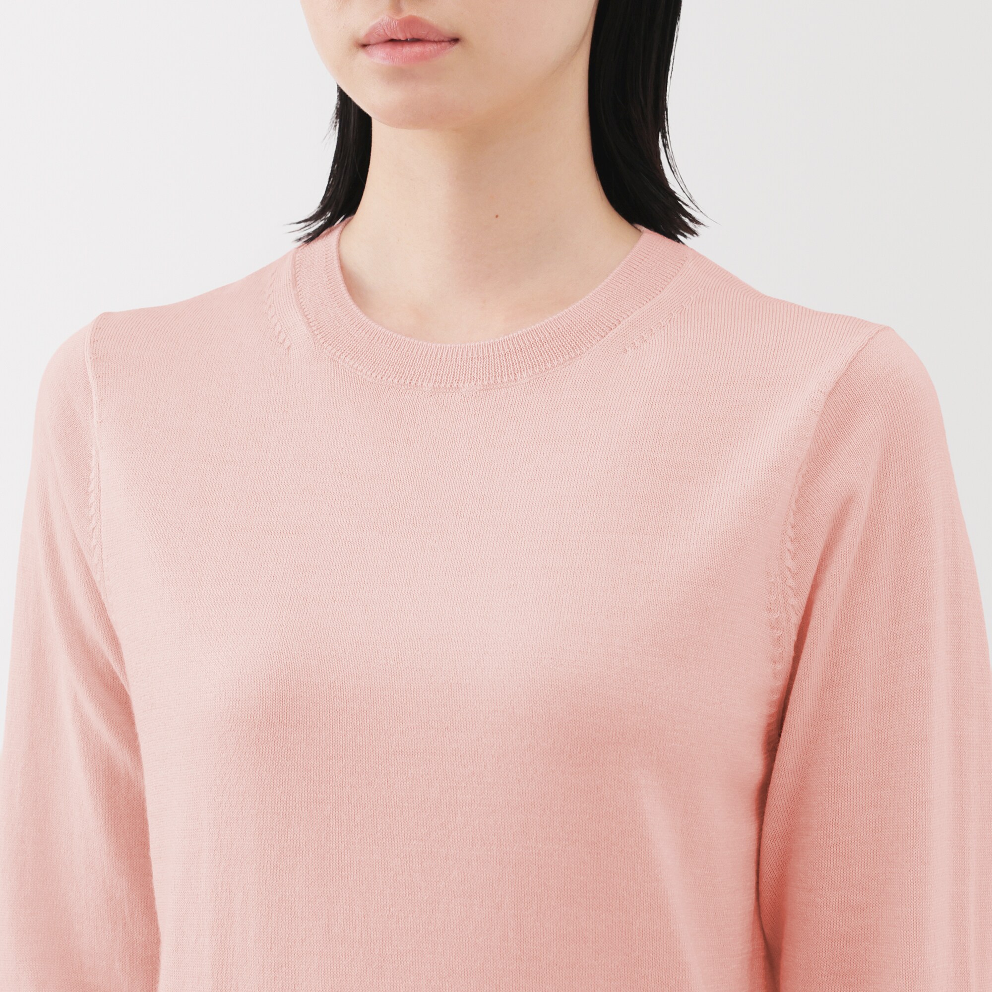 婦人　洗えるウールハイゲージクルーネックセーター