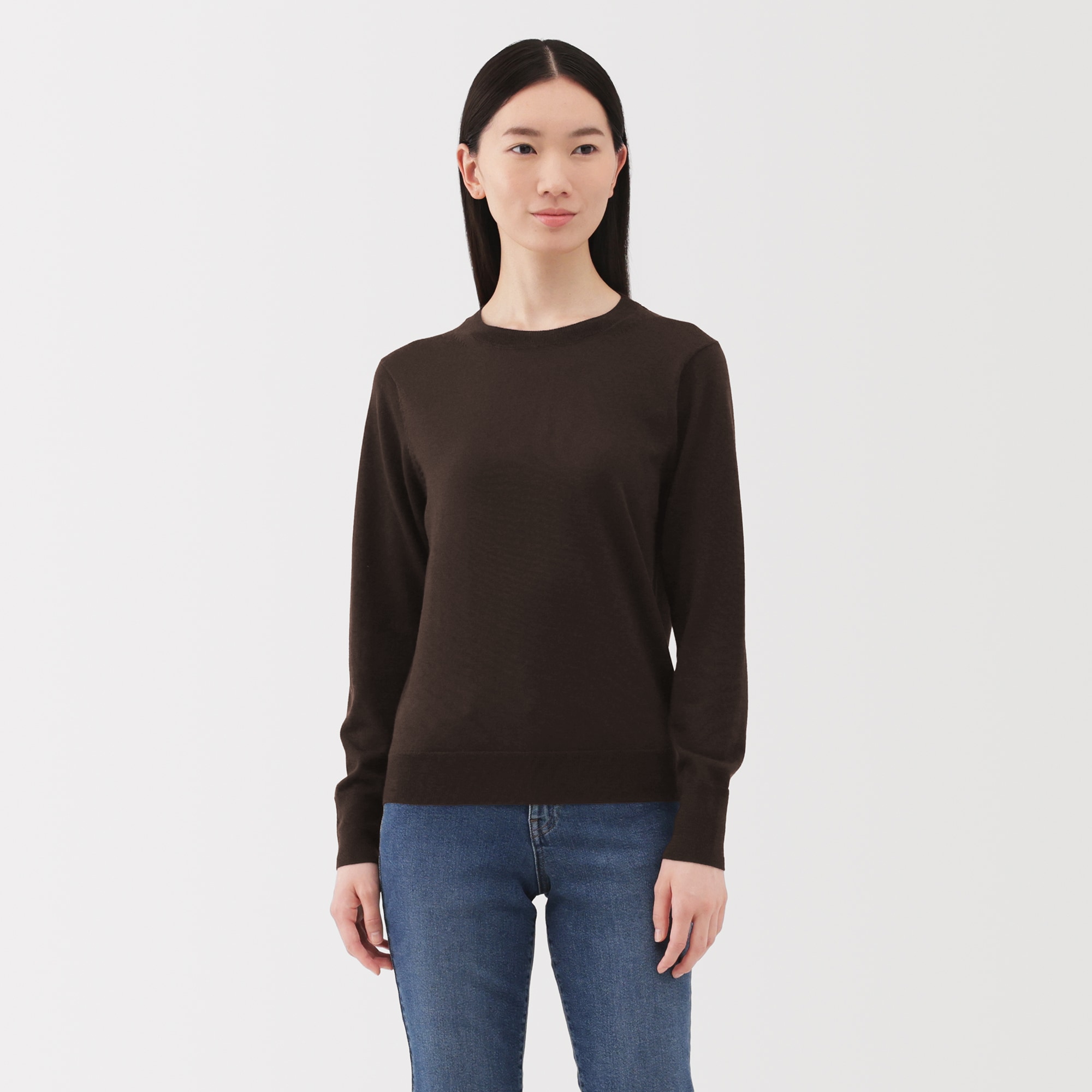 婦人　洗えるウールハイゲージクルーネックセーター