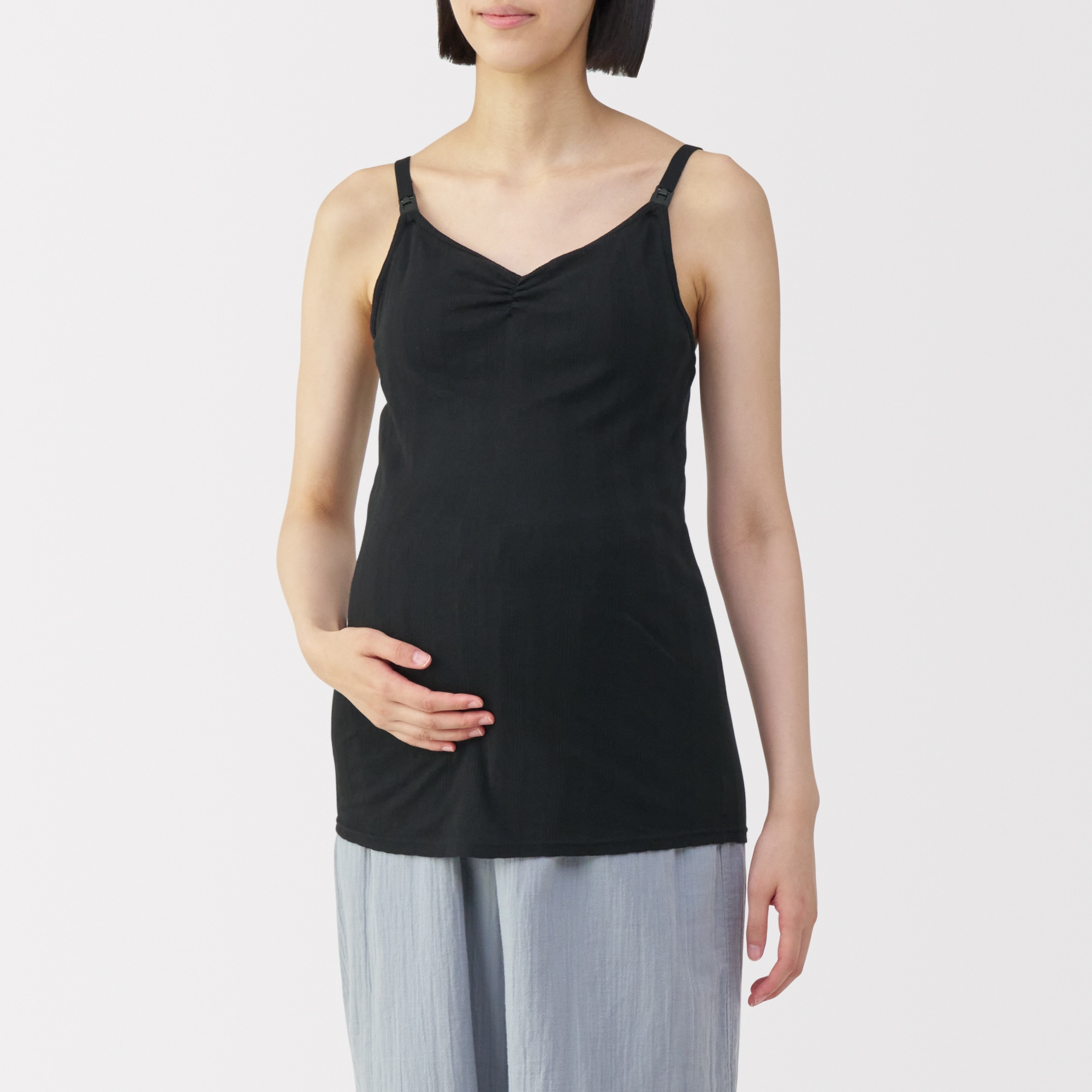 婦人　【マタニティ】シルク混パターンメッシュ授乳に便利なブラキャミソール