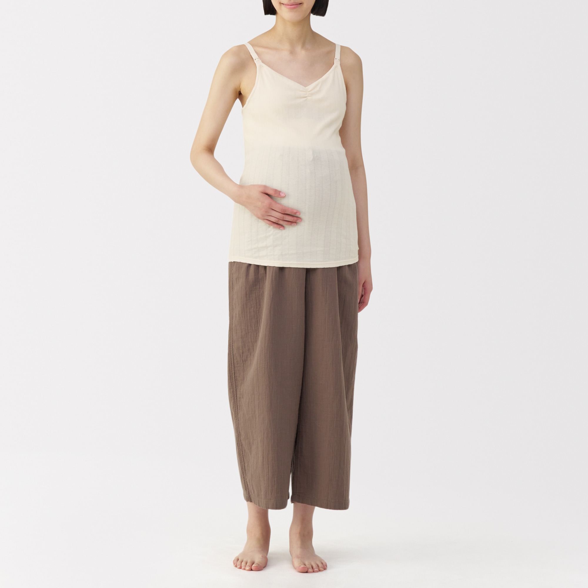 婦人　【マタニティ】シルク混パターンメッシュ授乳に便利なブラキャミソール