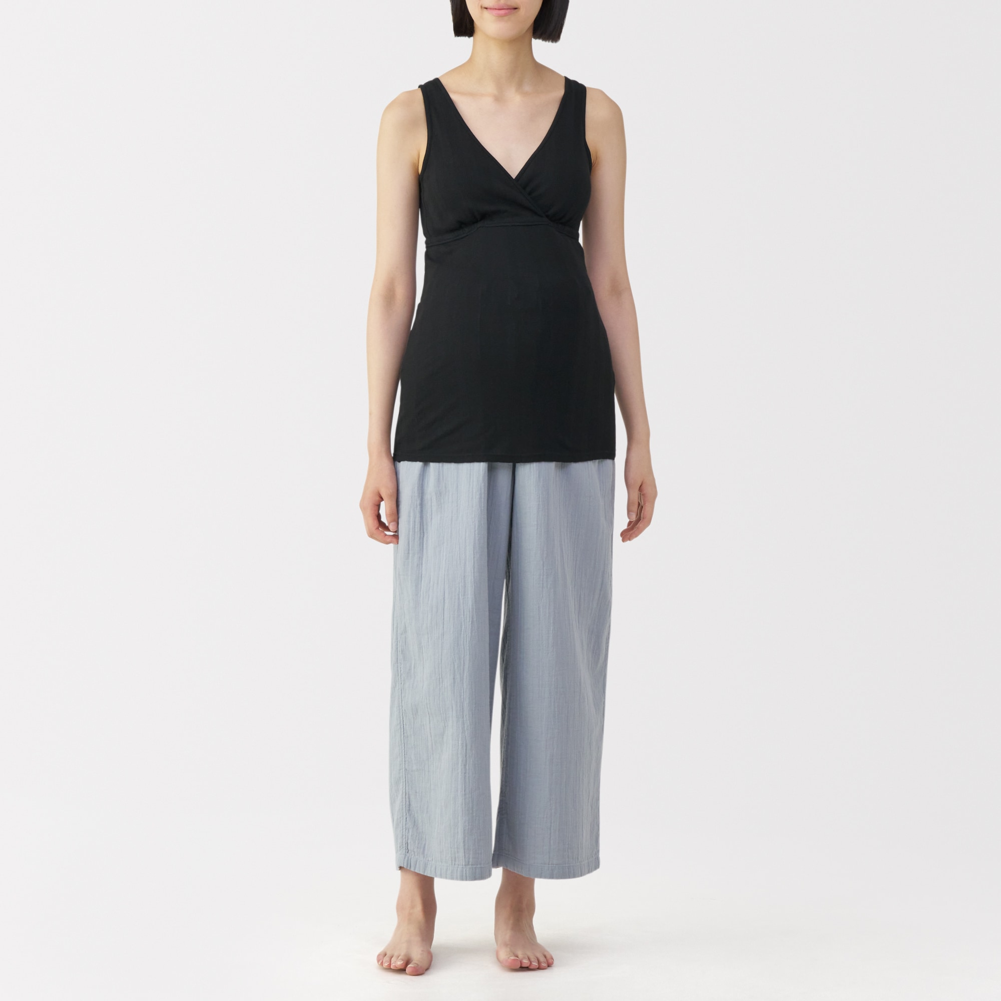 婦人　【マタニティ】シルク混パターンメッシュ授乳に便利なブラタンクトップ