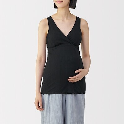婦人　【マタニティ】シルク混パターンメッシュ授乳に便利なブラタンクトップ