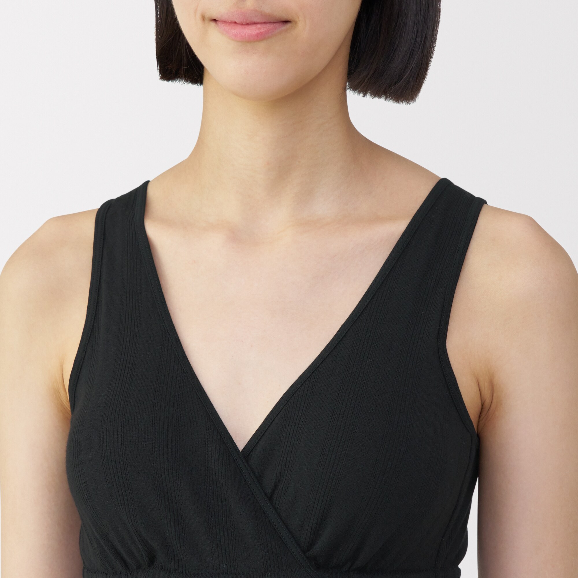 婦人　【マタニティ】シルク混パターンメッシュ授乳に便利なブラタンクトップ