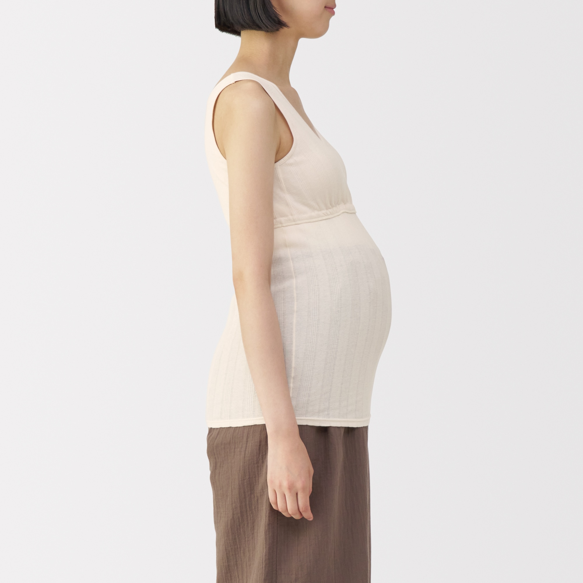 婦人　【マタニティ】シルク混パターンメッシュ授乳に便利なブラタンクトップ