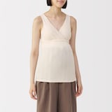 婦人　【マタニティ】シルク混パターンメッシュ授乳に便利なブラタンクトップ