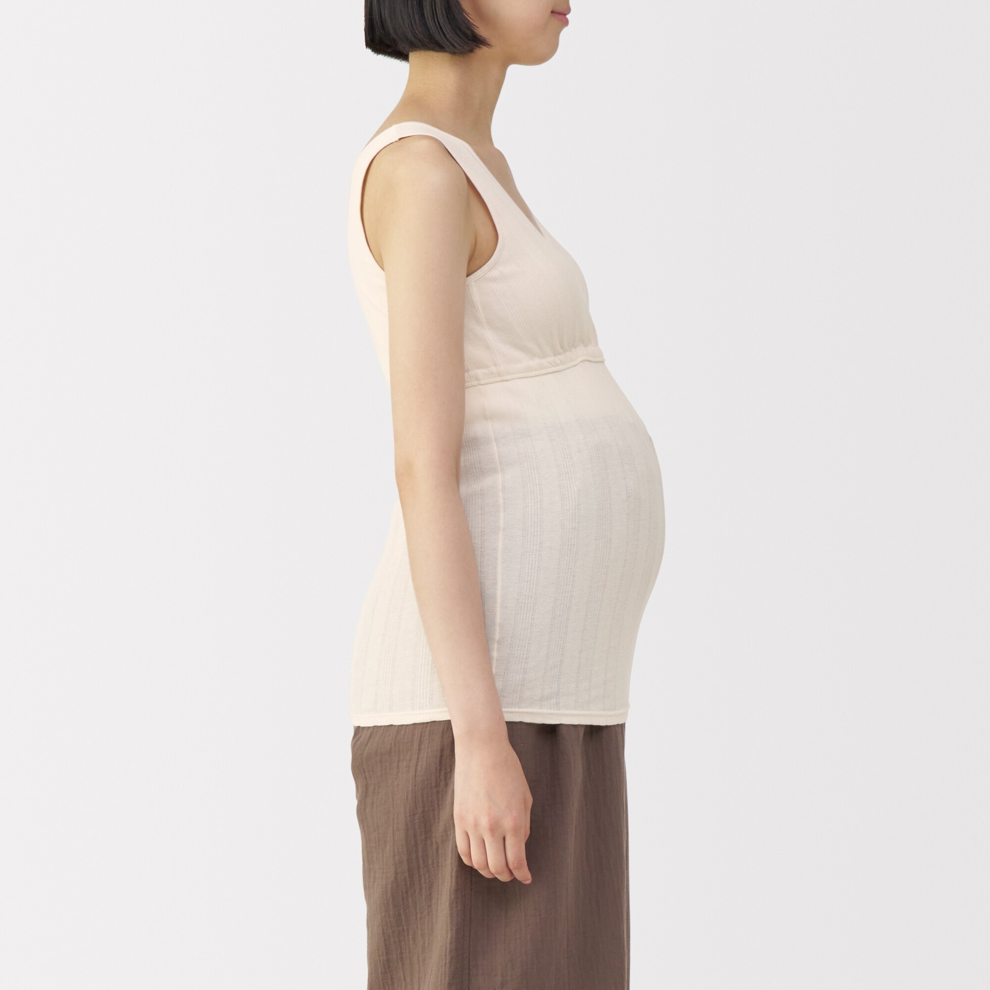 婦人　【マタニティ】シルク混パターンメッシュ授乳に便利なブラタンクトップ