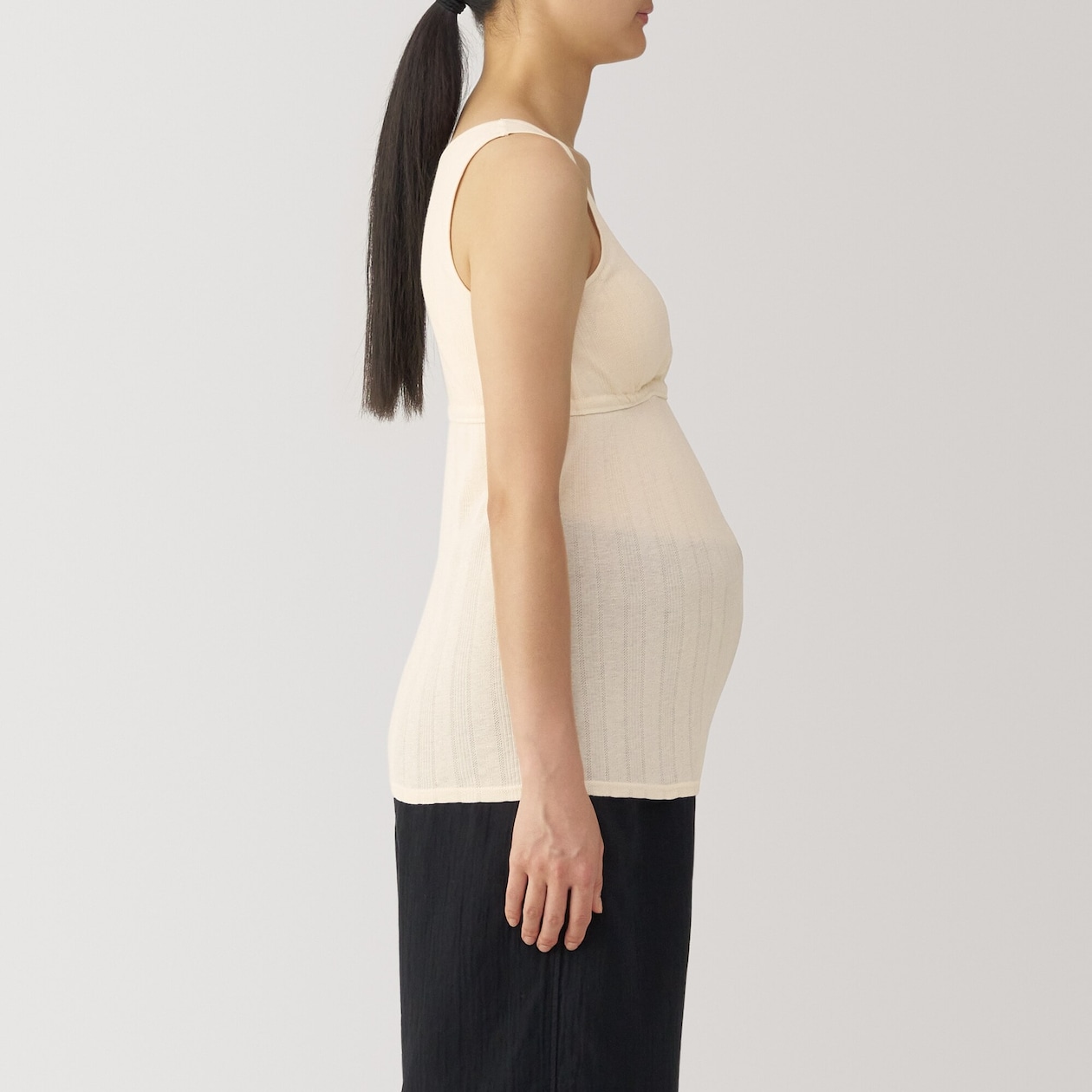 婦人　【マタニティ】シルク混パターンメッシュ授乳に便利なブラタンクトップ