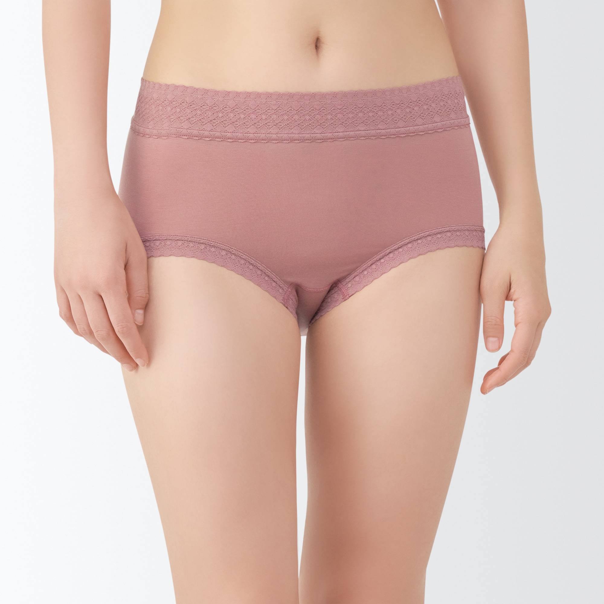 婦人　なめらかレース付きハイライズショーツ