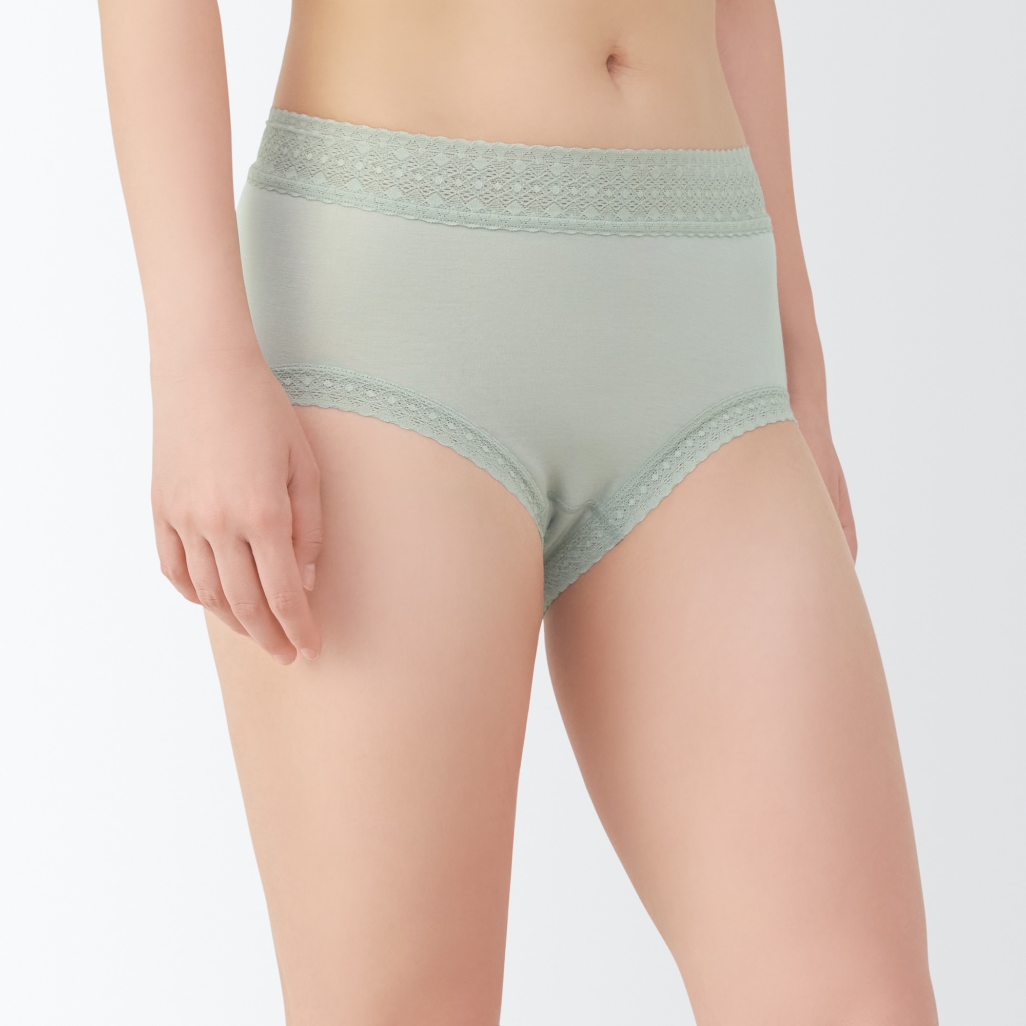 婦人　なめらかレース付きハイライズショーツ