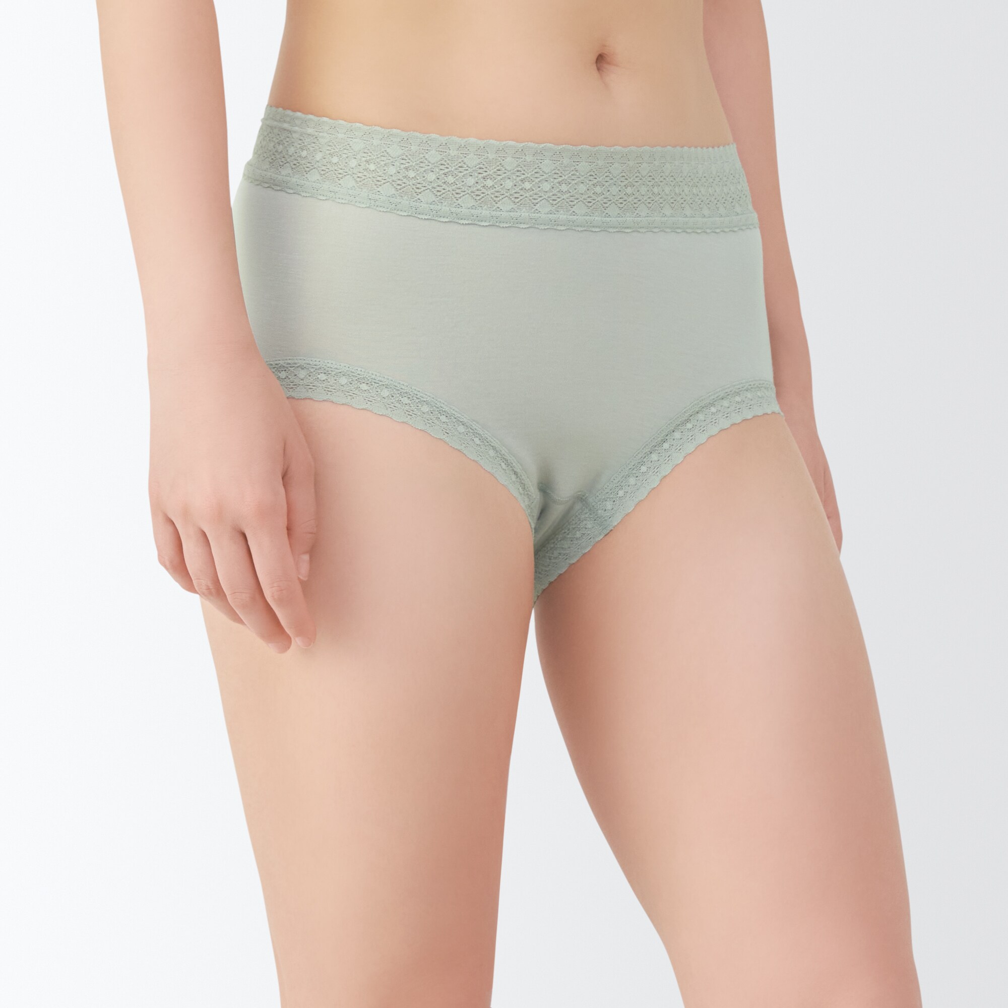 婦人　なめらかレース付きハイライズショーツ