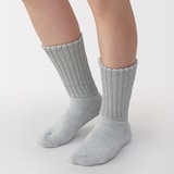 婦人　足なり直角　リブ編み厚手　ルームソックス