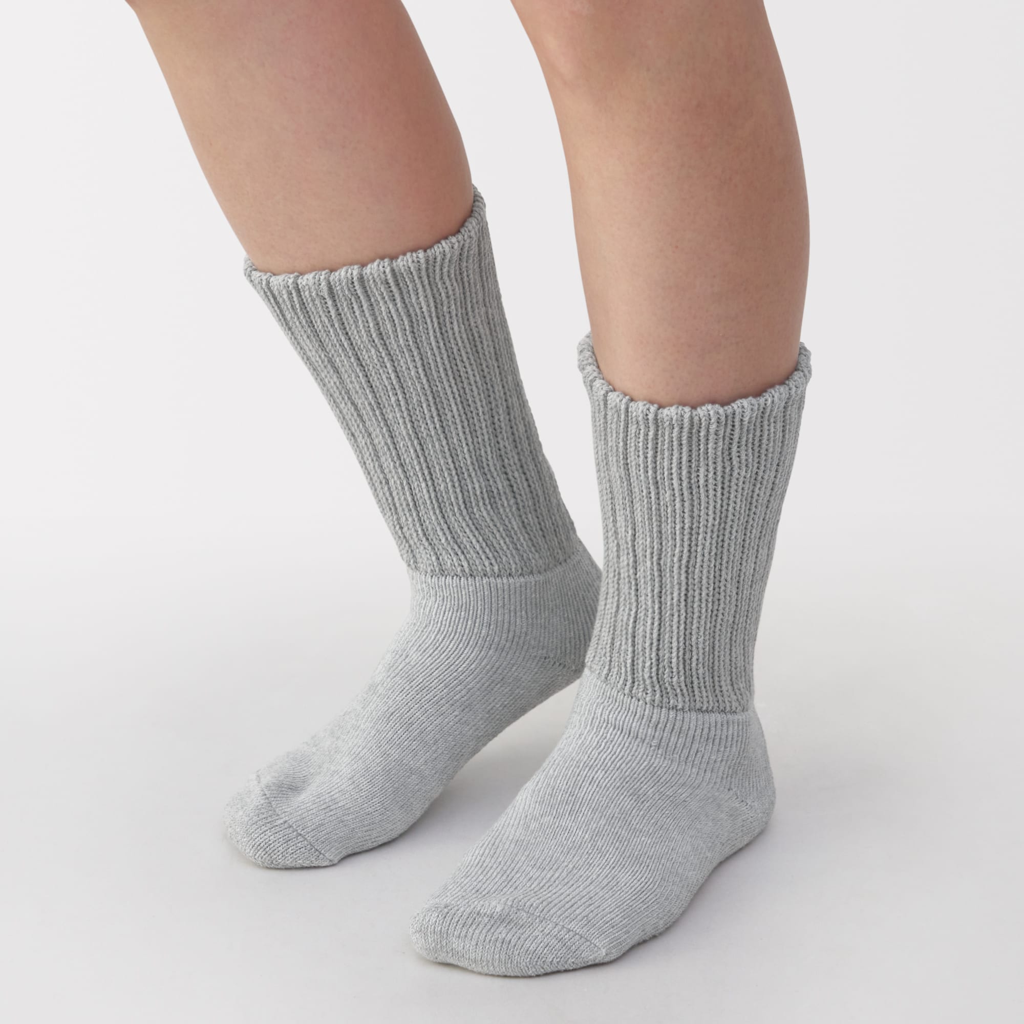 婦人　足なり直角　リブ編み厚手　ルームソックス