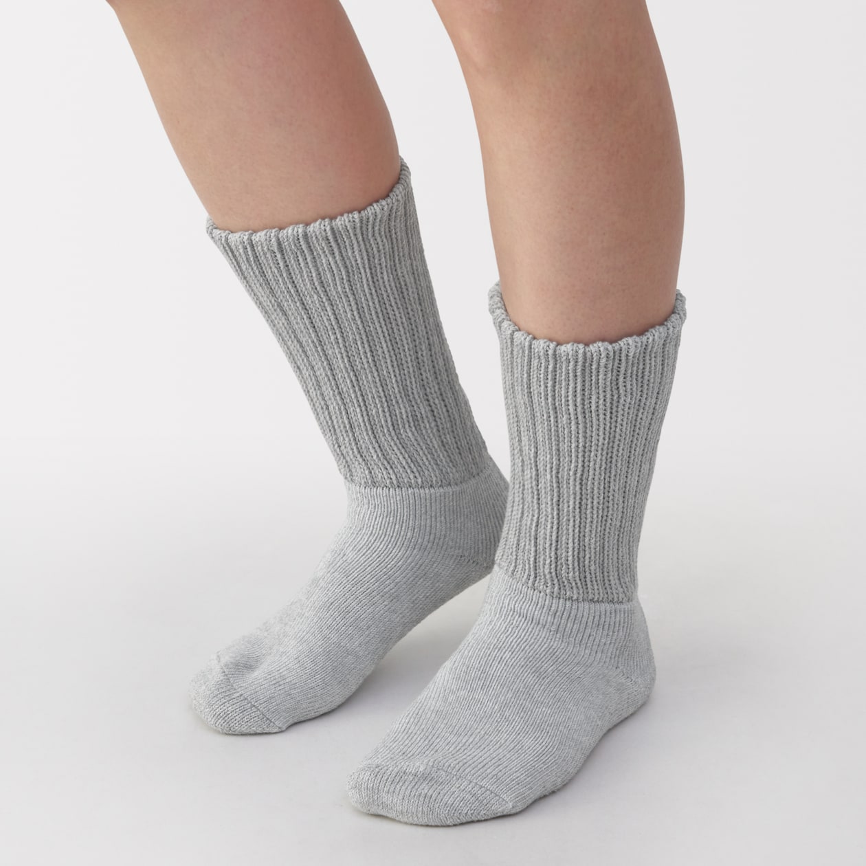 婦人　足なり直角　リブ編み厚手　ルームソックス