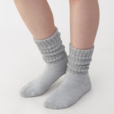 婦人　足なり直角　リブ編み厚手　ルームソックス