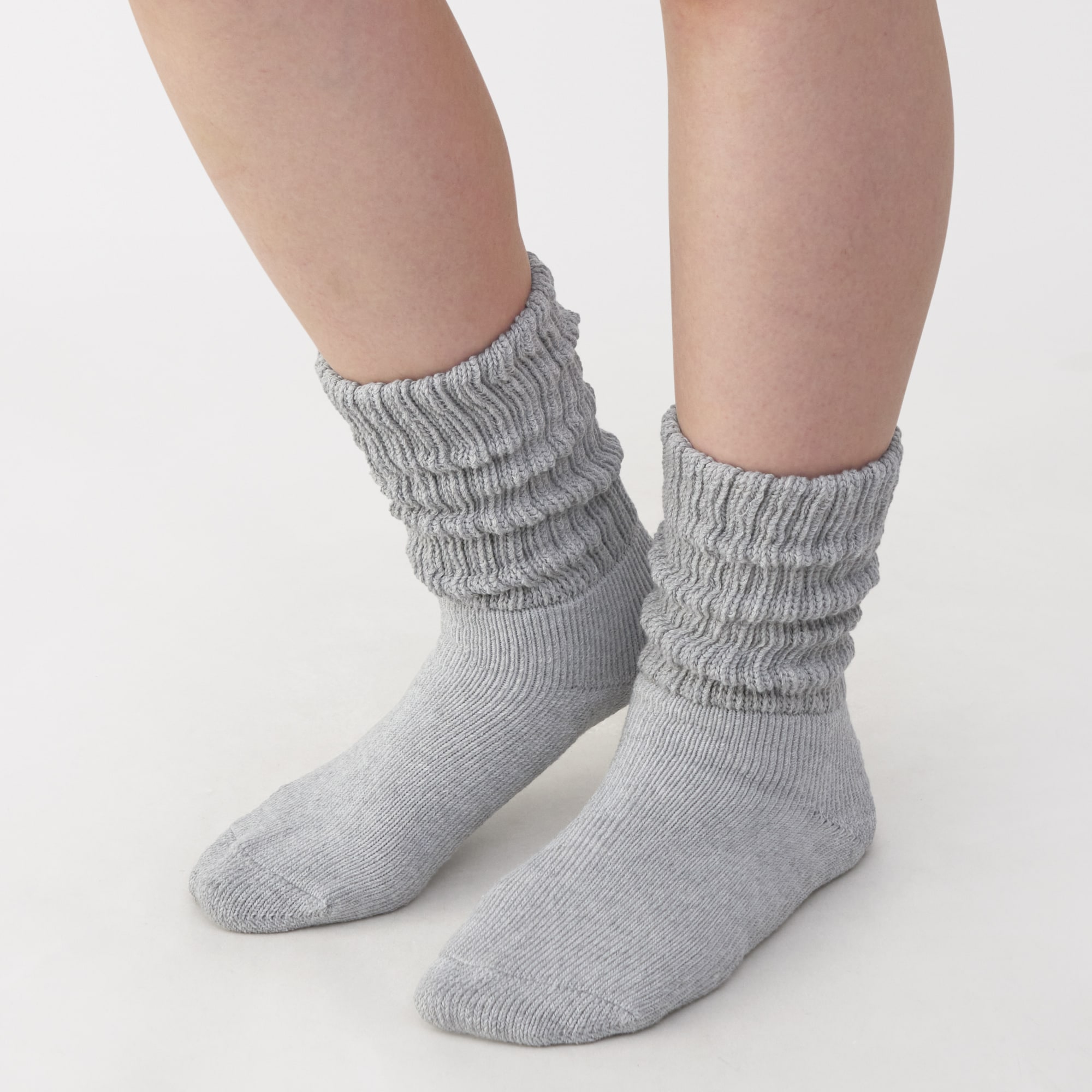 婦人　足なり直角　リブ編み厚手　ルームソックス