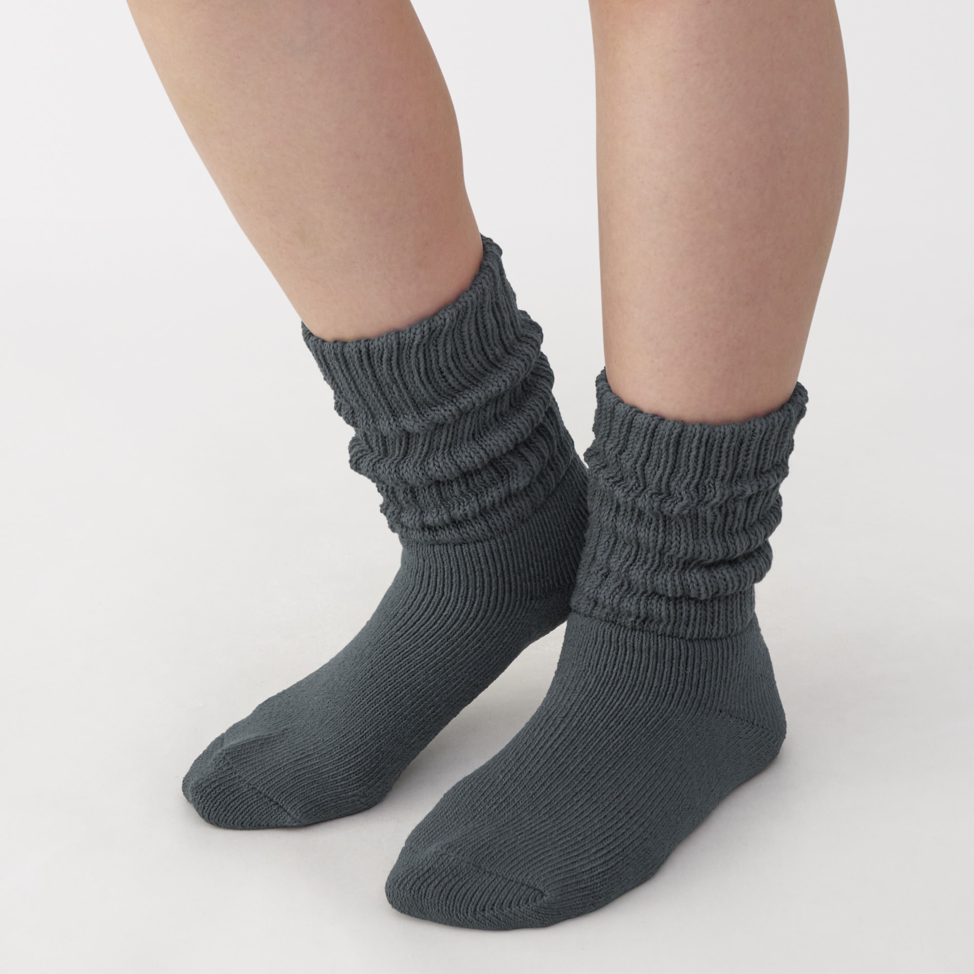 婦人　足なり直角　リブ編み厚手　ルームソックス