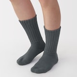 婦人　足なり直角　リブ編み厚手　ルームソックス