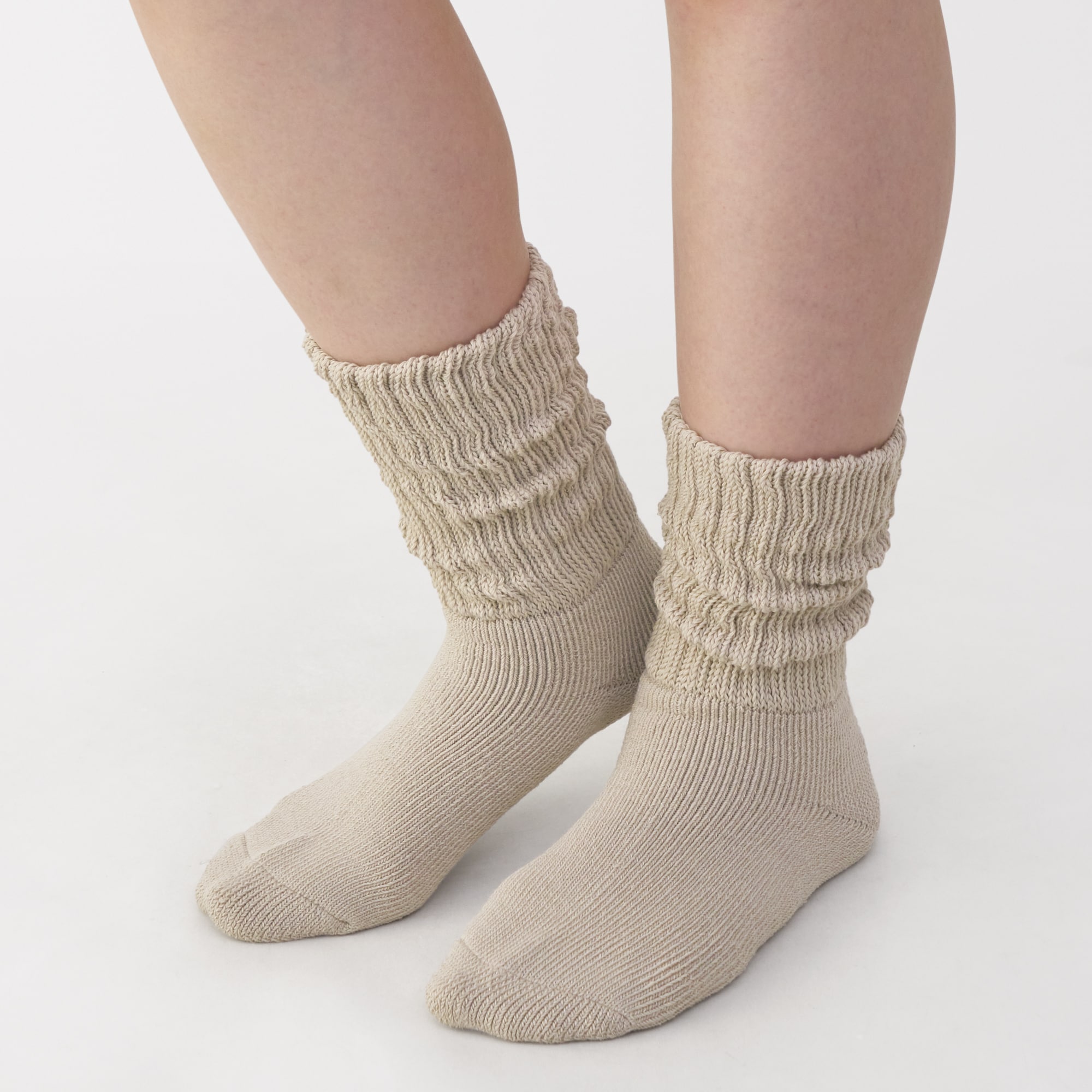 婦人 足なり直角 リブ編み厚手 ルームソックス | 無印良品