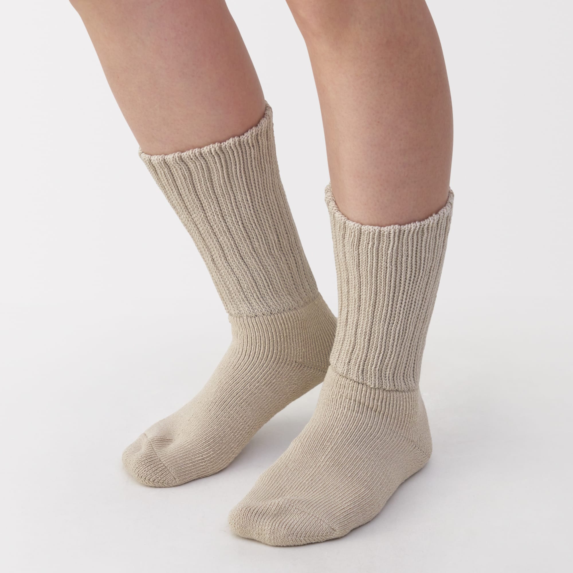 婦人　足なり直角　リブ編み厚手　ルームソックス