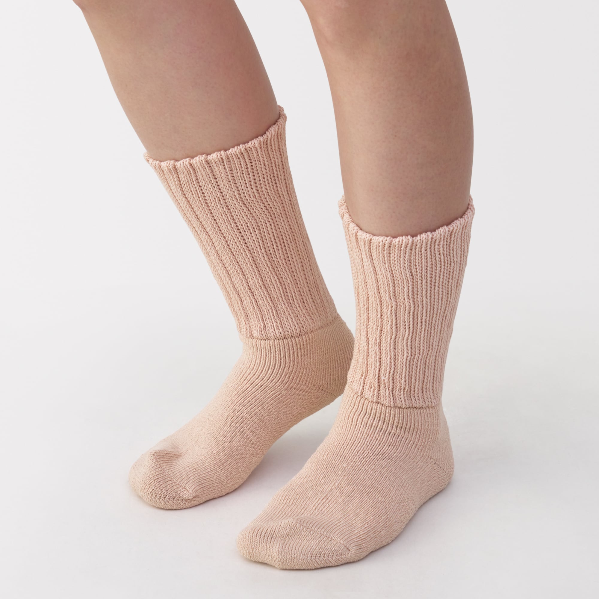 婦人　足なり直角　リブ編み厚手　ルームソックス