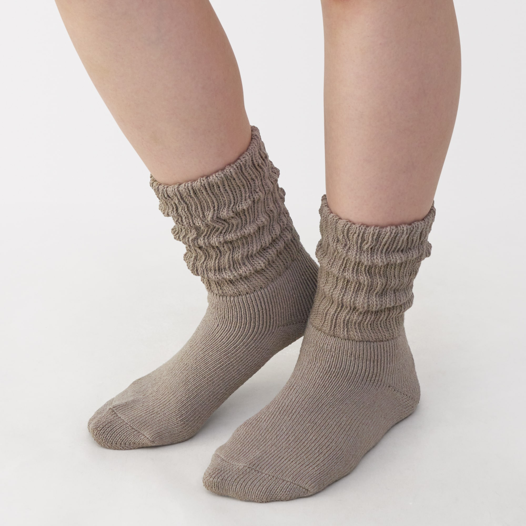 婦人　足なり直角　リブ編み厚手　ルームソックス