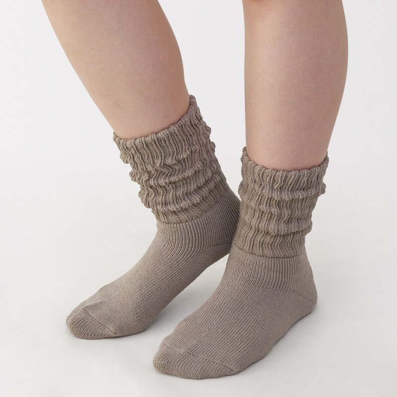 婦人　足なり直角　リブ編み厚手　ルームソックス