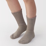 婦人　足なり直角　リブ編み厚手　ルームソックス