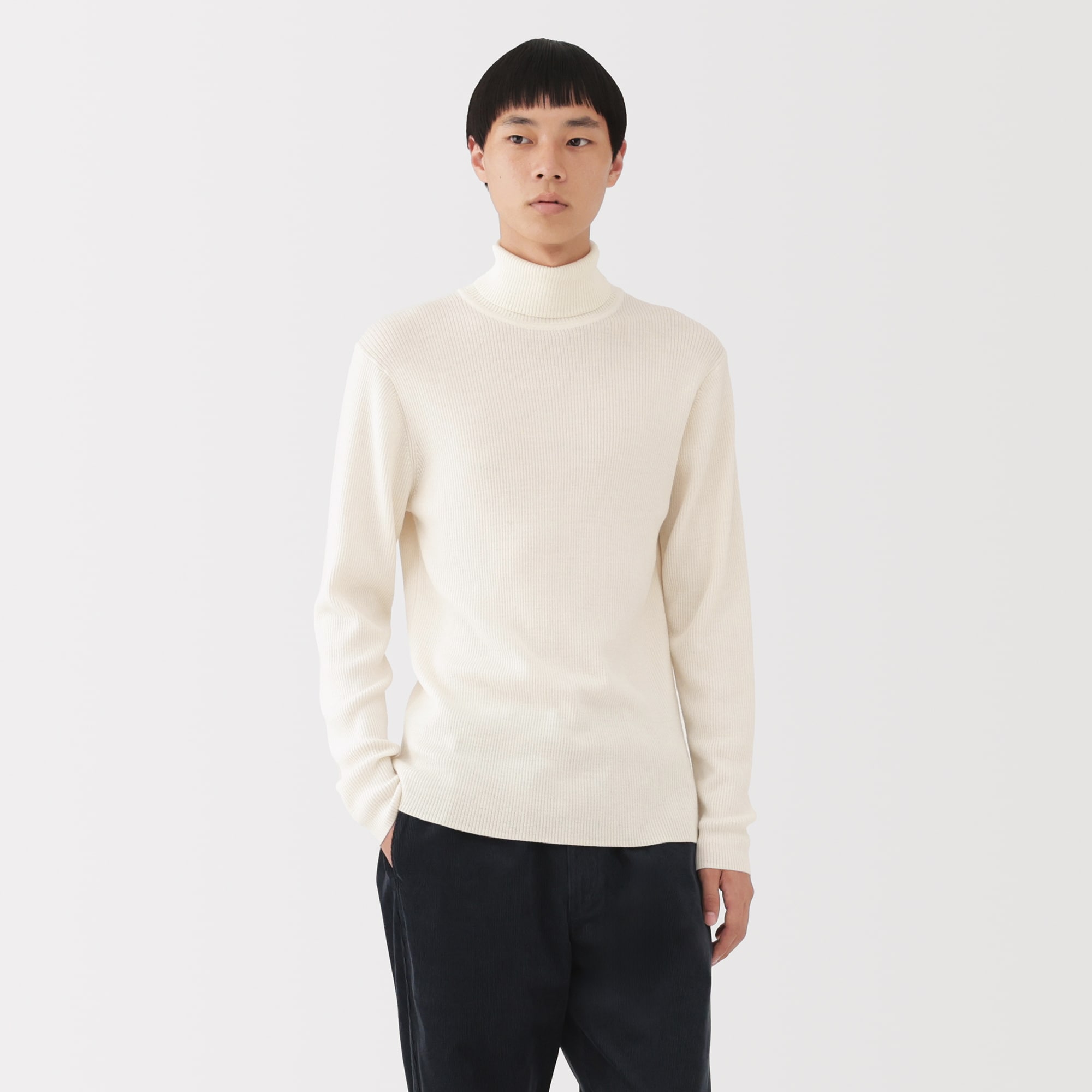 紳士 洗えるウールリブタートルネックセーター | 無印良品