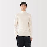 紳士　洗えるウールリブタートルネックセーター